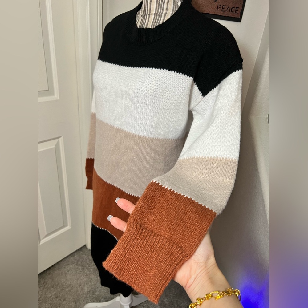 Josephine $57 Color Block Longsleeve knitted sweater Dress - Picture 8 of 9